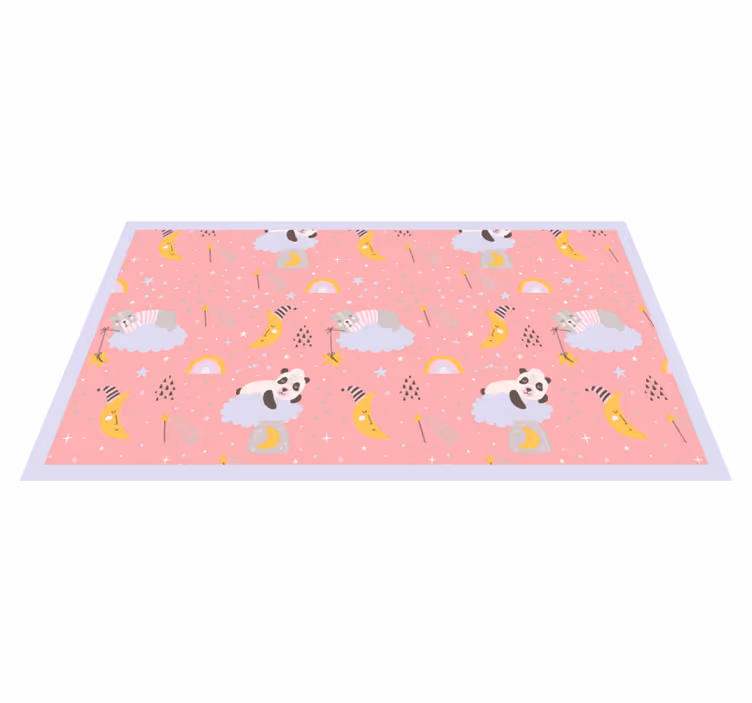 Wolken op roze achtergrond vinyl tapijt meer kinderen - TenStickers