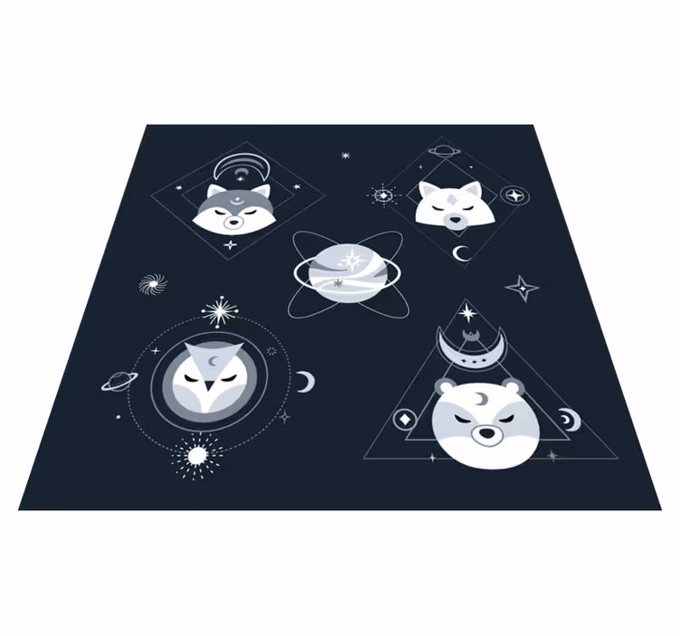 Kosmische dierengezichten vinyl tapijt meer kinderen - TenStickers