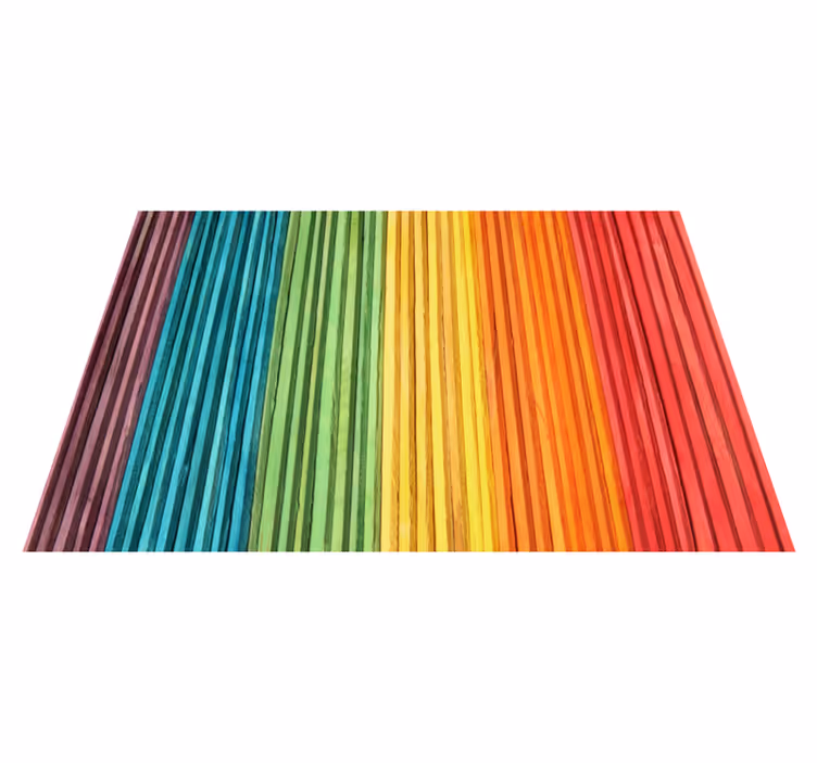 Regenboog gestreepte lagen vinyl tapijt houtstructuur - TenStickers