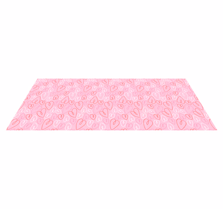 Roze hartpatroon vinyl tapijt slaapkamer - TenStickers