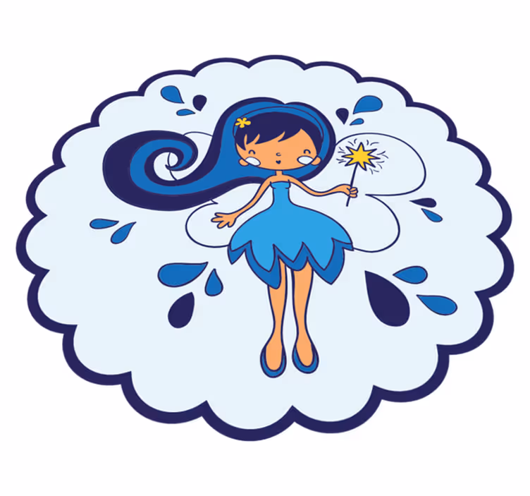 Blauwe feeënprinses vinyl tapijt kind - TenStickers