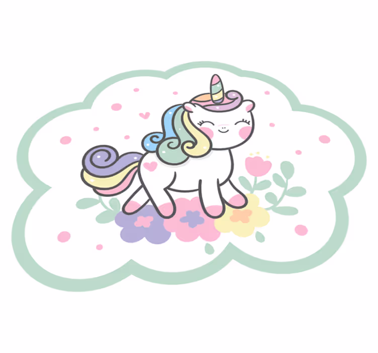 Schattige eenhoornillustratie vinyl tapijt kind - TenStickers