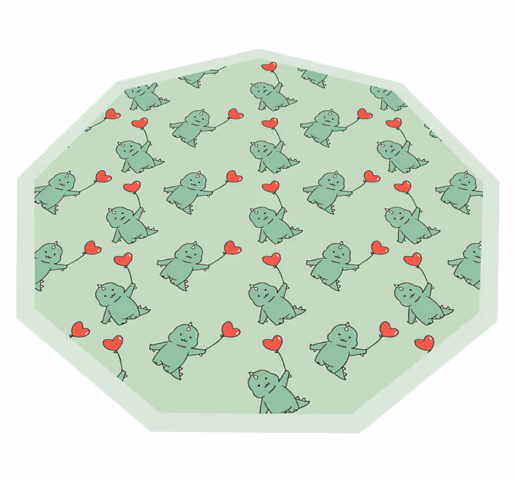 Groene draken met harten vinyl tapijt kind - TenStickers
