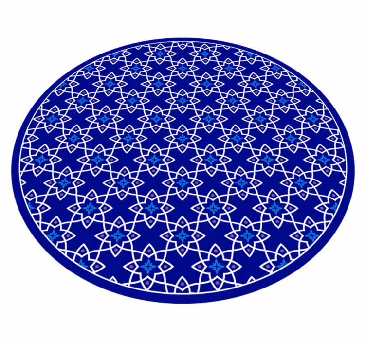 Azuurblauw bloemmotief vinyl tapijt mozaïek - TenStickers