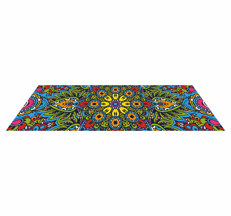 Levendige bloemenpatronen vinyl tapijt mandala - TenStickers