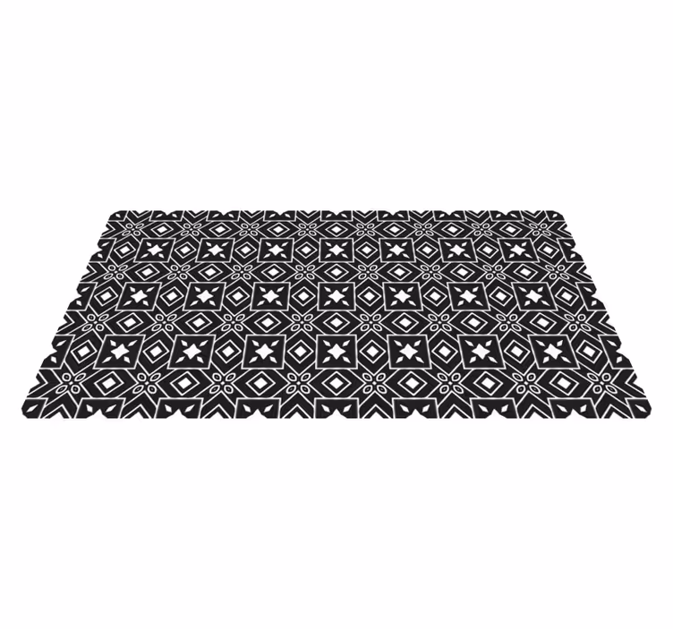 Zwart-wit stijl vinyl tapijt keuken - TenStickers