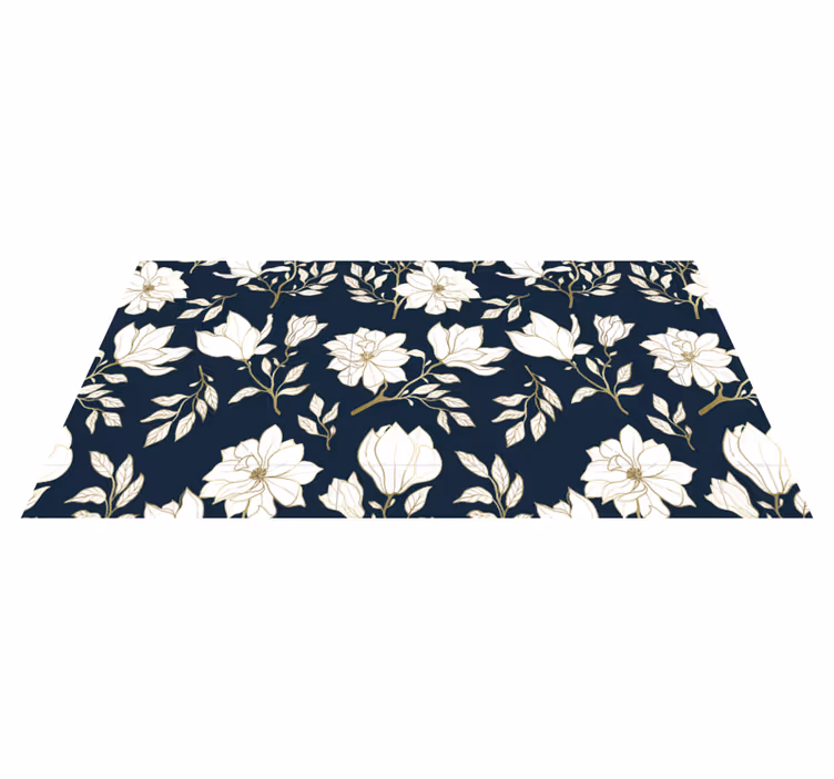 Elegante magnoliabloemen vinyl tapijt woonkamer - TenStickers