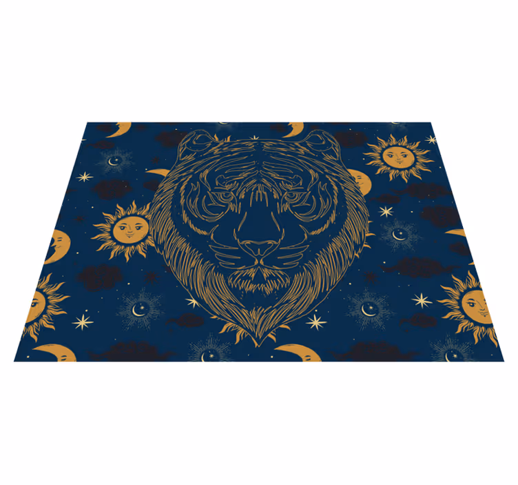 Tijger en zonnen vinyl vloerkleed dierenprint - TenStickers