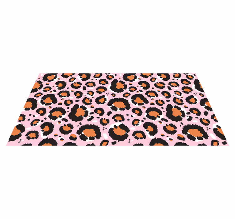 Roze luipaardmotief vinyl vloerkleed dierenprint - TenStickers