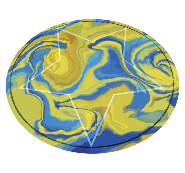 Blauwe en gele ster vinyl tapijt andere textuur - TenStickers