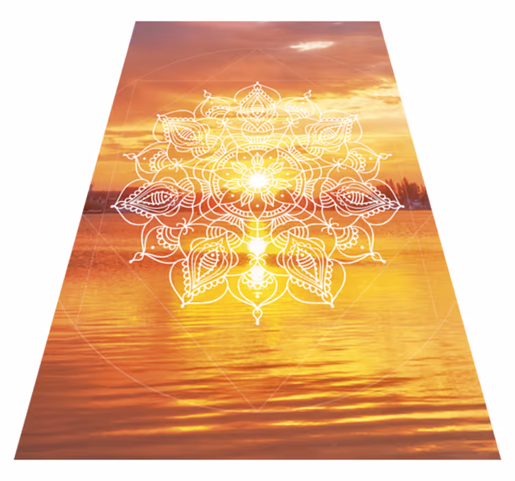 Fel oranje ontwerp vinyl tapijt mandala - TenStickers