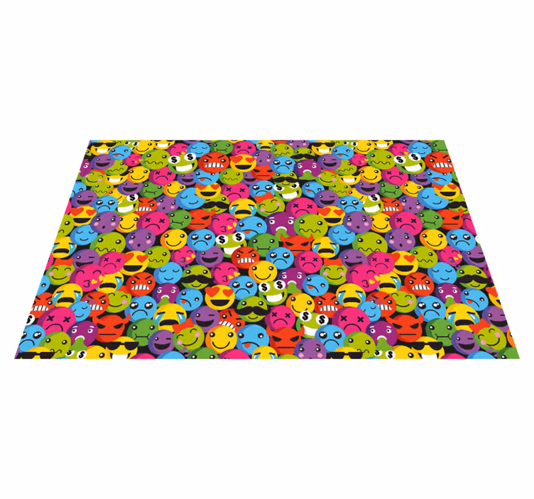Kleurrijke emoji-uitdrukkingen vinyl tapijt tiener - TenStickers