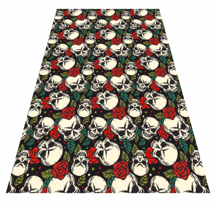 Schedelroospatroon vinyl tapijt Halloween - TenStickers