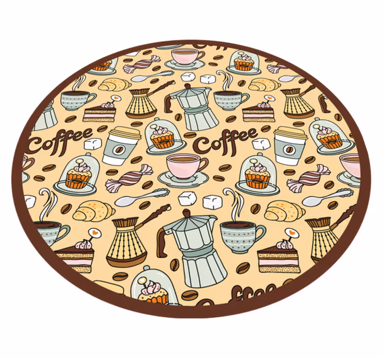 Rond koffieontwerp vinyl tapijt keuken - TenStickers
