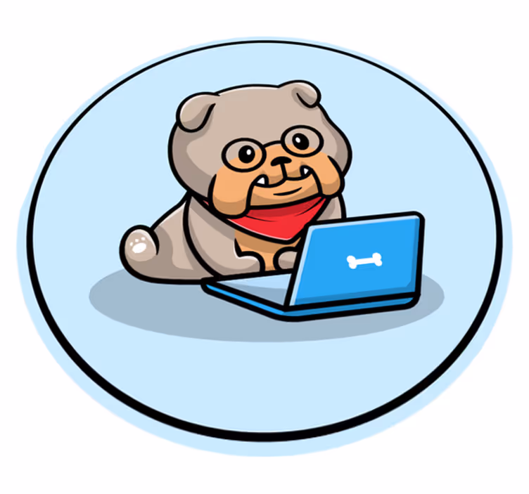 Puppy met computer dieren vinyl tapijt - TenStickers
