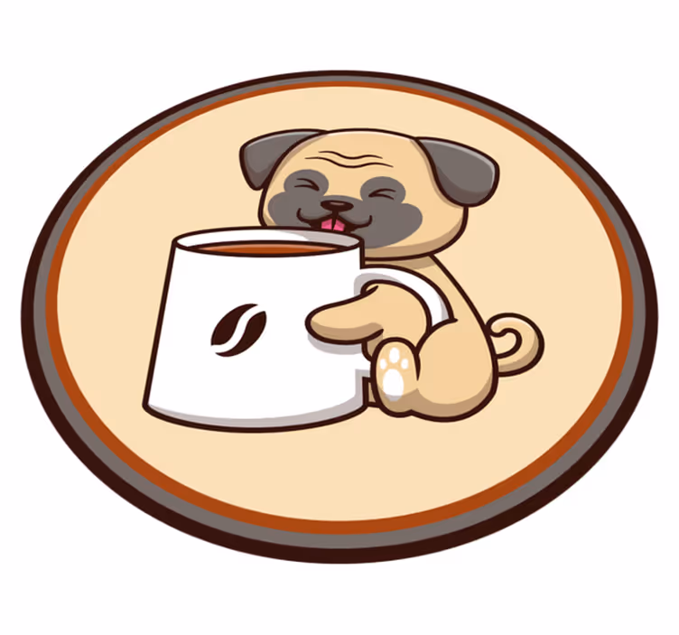 Schattige mopshond mok dieren vinyl tapijt - TenStickers