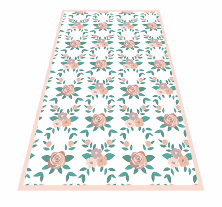 Eenvoudig rozenontwerp vinyl tapijt bloemen en planten - TenStickers