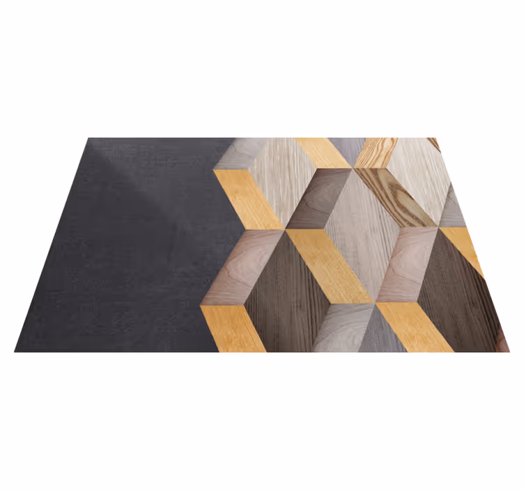 Geometrisch kubisch patroon vinyl tapijt houtstructuur - TenStickers
