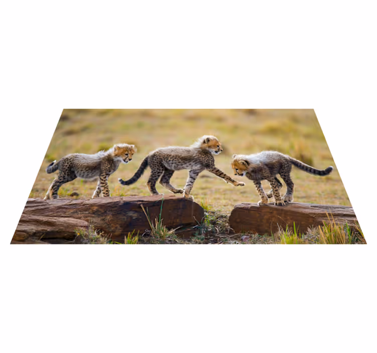 Cheetawelpen avontuur dieren vinyl tapijt - TenStickers
