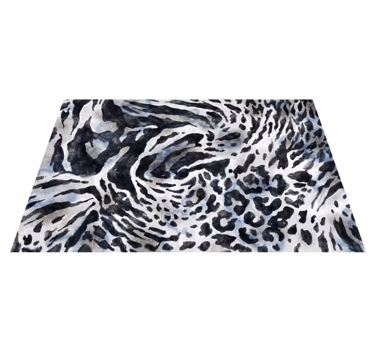 Wilde zwart-wit vinyl vloerkleed dierenprint - TenStickers