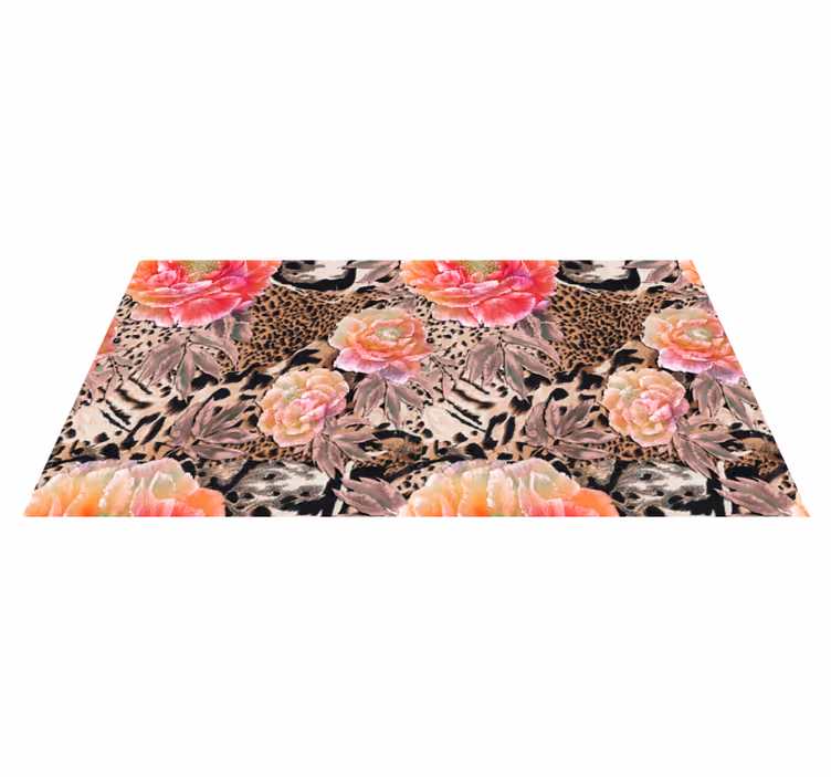 Kleurrijk geschilderde rozen vinyl tapijt bloemen en planten - TenStickers