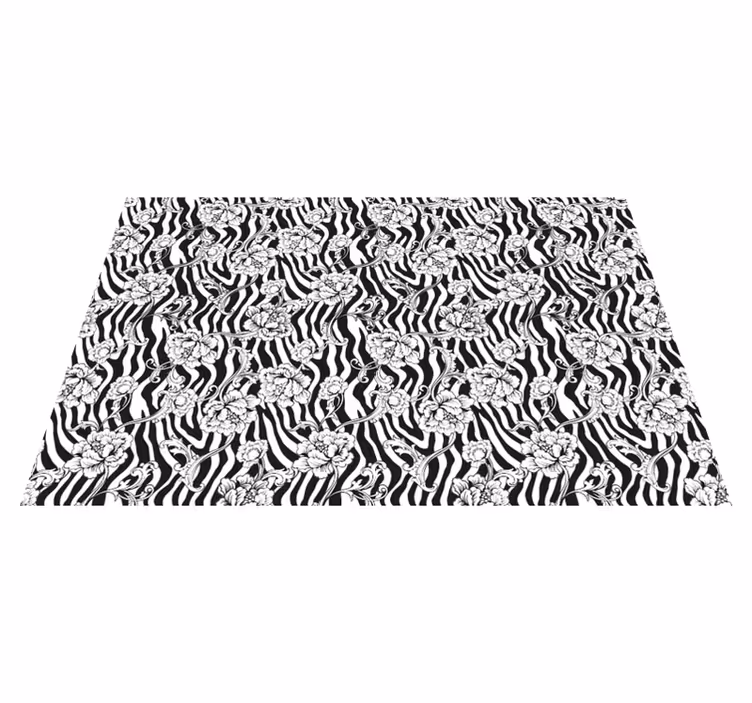 Bloemen zebrapatroon vinyl vloerkleed dierenprint - TenStickers