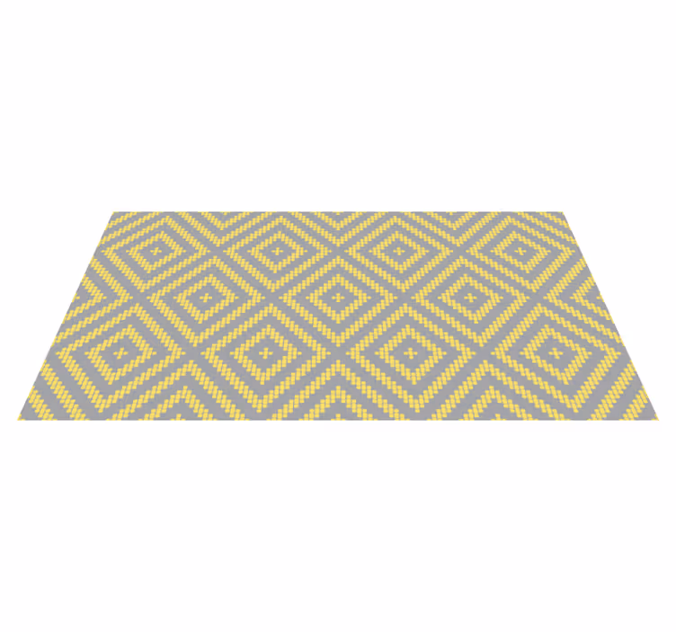 Geel en grijs vierkant patroon vinyl tapijt geometrisch - TenStickers