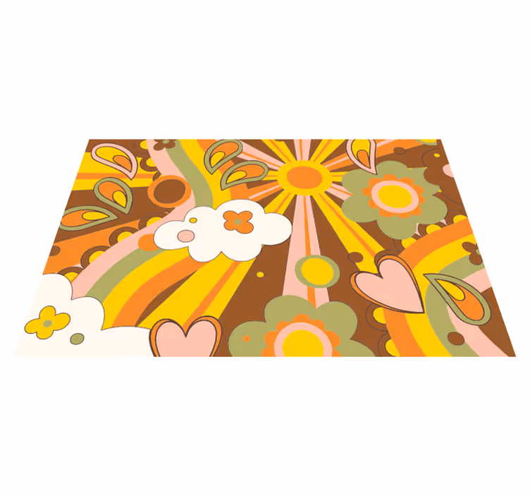 Retro bloemenuitbarsting vinyl tapijt meer kinderen - TenStickers