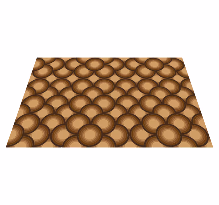 Jaren 70 vinyl tapijt 70s bruine cirkels - TenStickers