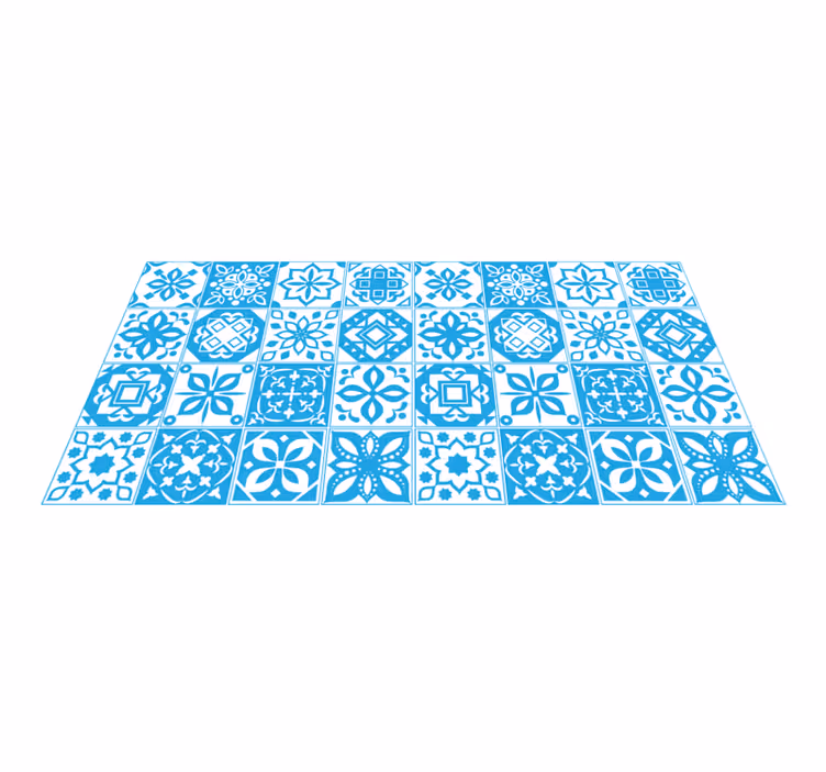 Blauw patroonmotief vinyl tapijt tegels - TenStickers