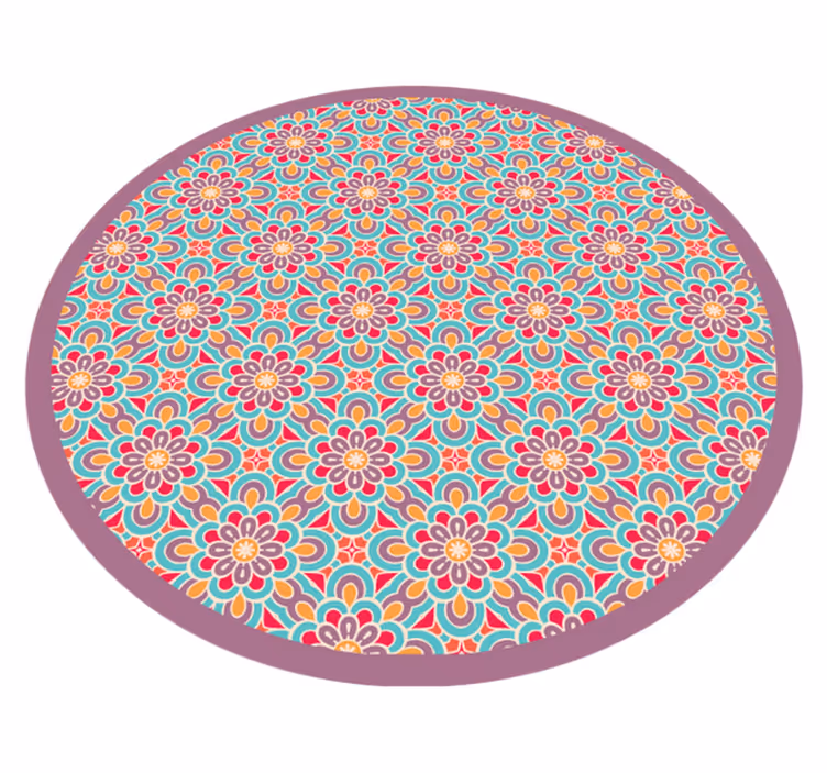 Vinyl tapijt mandala levendig bloemenpatroon - TenStickers