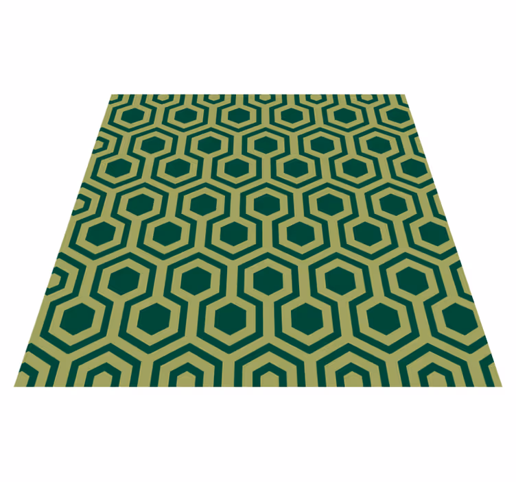 Hexagonale groene elementen vinyl tapijt geometrisch - TenStickers