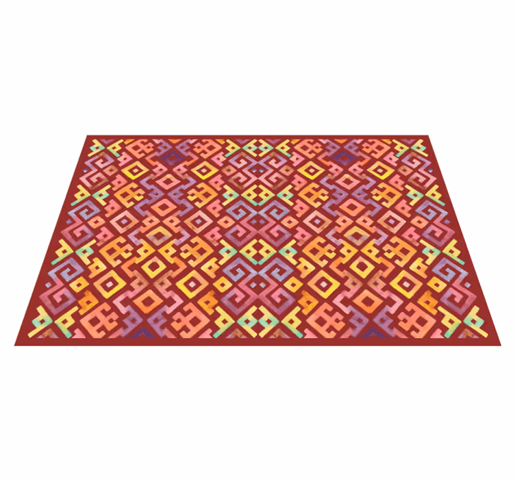 Kleurrijk geometrisch motief vinyl tapijt tegels - TenStickers