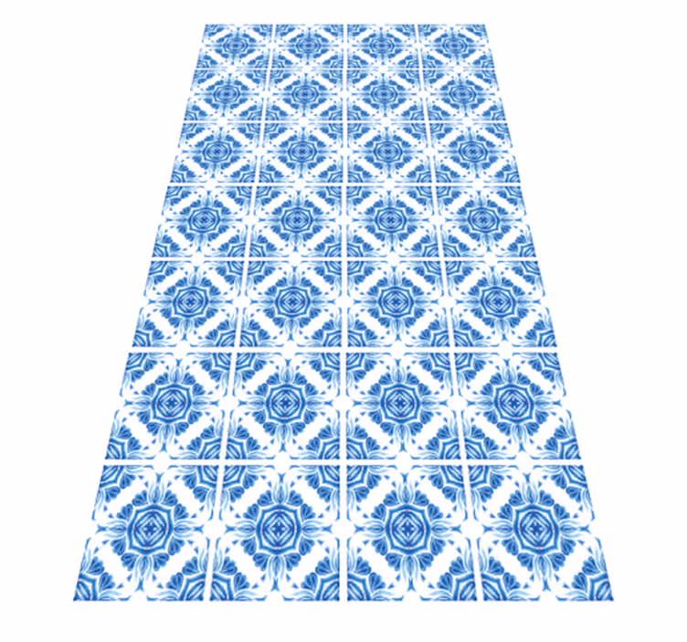 Klassiek blauw patroon vinyl tapijt stenenstructuur - TenStickers