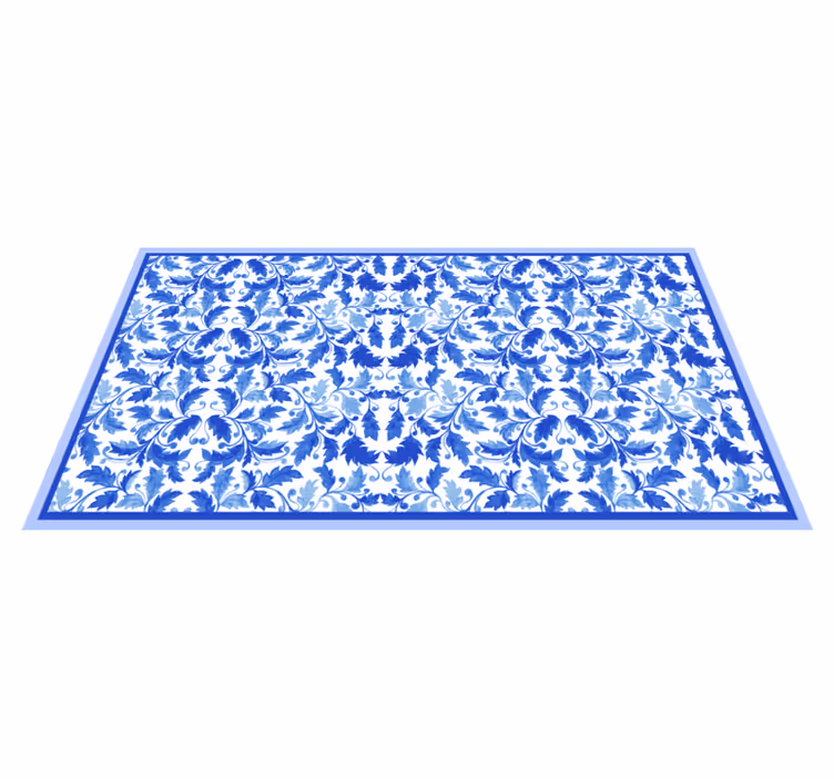 Blauwe bloemenpatronen vinyl tapijt textuur - TenStickers