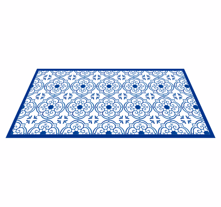 Klassieke blauwe tegels vinyl tapijt badkamer - TenStickers