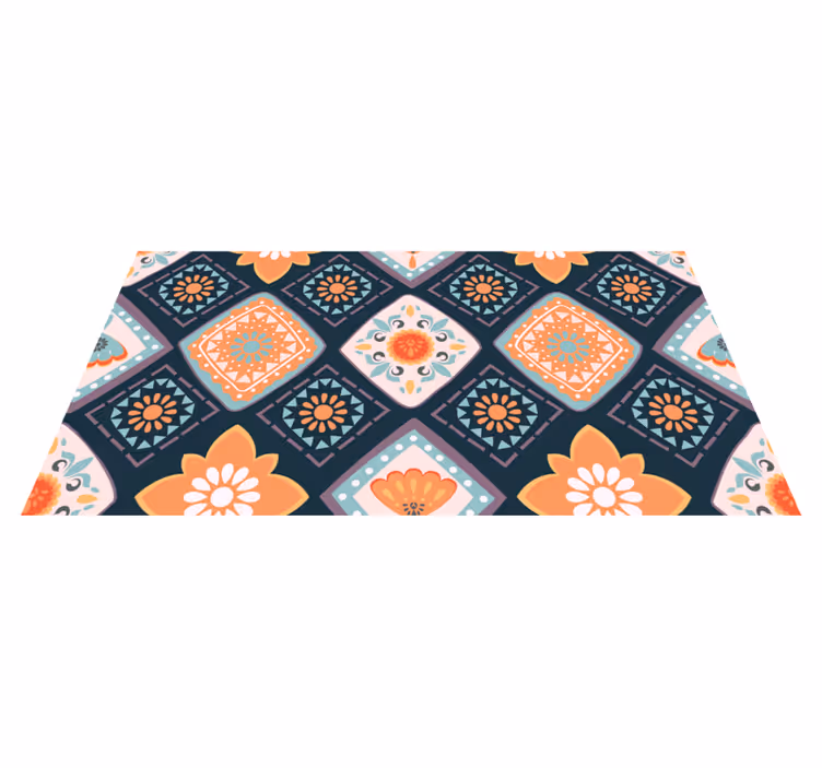 Levendig bloemmotief vinyl tapijt badkamer - TenStickers