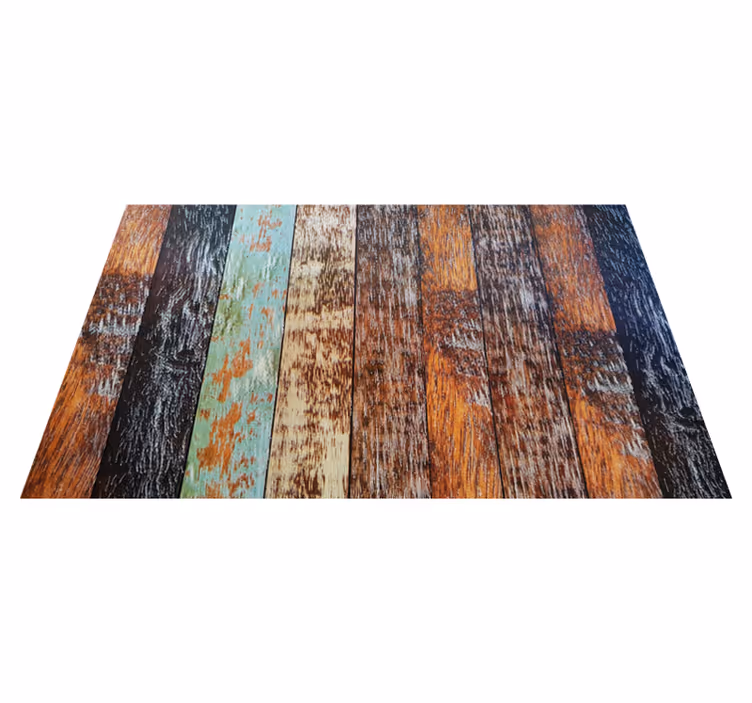 Kleurrijke versleten planken vinyl tapijt badkamer - TenStickers