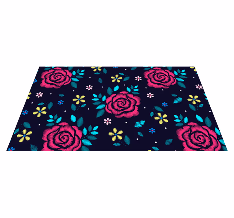 Levendig bloemenmotief vinyl tapijt bloemen en planten - TenStickers