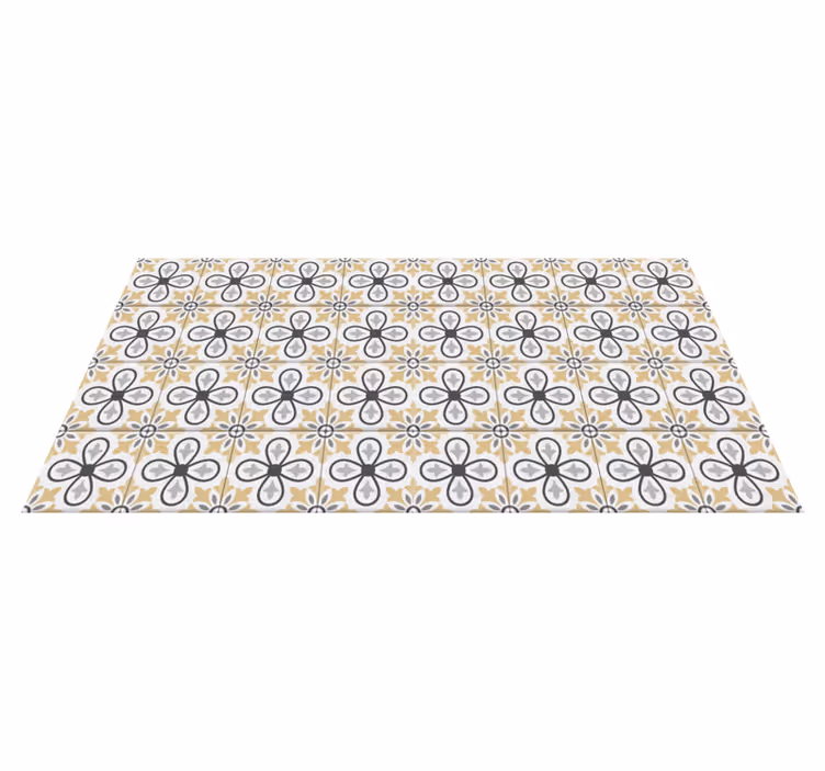 Bloemige geometrie vinyl tapijt keuken - TenStickers