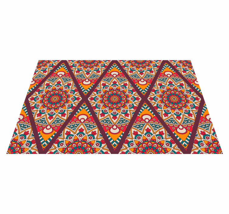Kleurrijk tegelmotief vinyl tapijt mandala - TenStickers