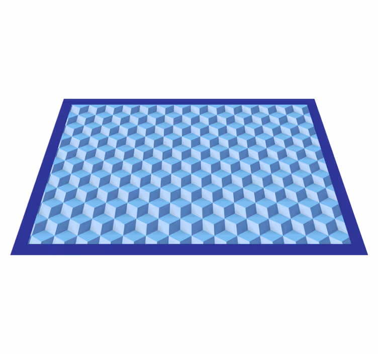 3d kubiek blauw vinyl tapijt geometrisch - TenStickers