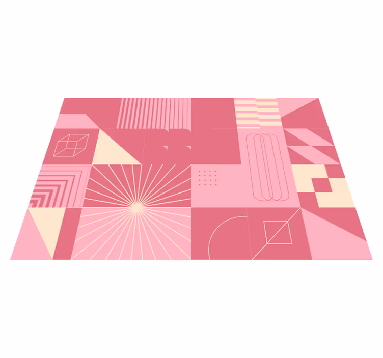 Geometrische roze patronen vinyl tapijt modern - TenStickers