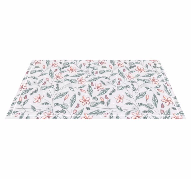 Vinyl tapijt bloemen en planten groene bloemenpatroon - TenStickers