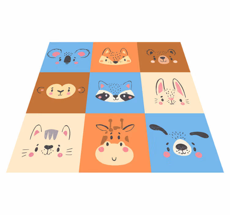 Vinyl tapijt meer kinderen baby dieren tegels - TenStickers