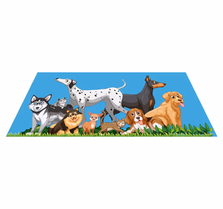 Honden verzamelen vinyl tapijt meer kinderen - TenStickers