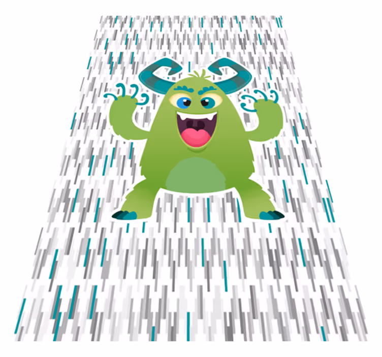 Groen monsterkarakter vinyl tapijt kind - TenStickers