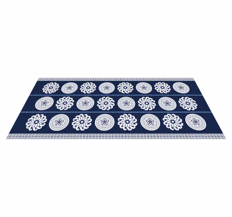 Marineblauwe patronen vinyl tapijt mandala - TenStickers