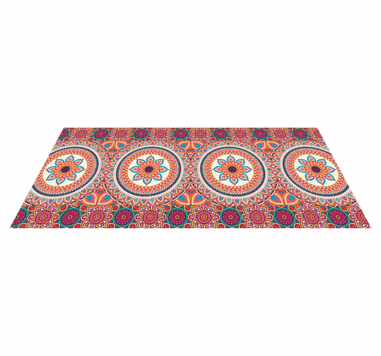 Levendige opstelling vinyl tapijt mandala - TenStickers