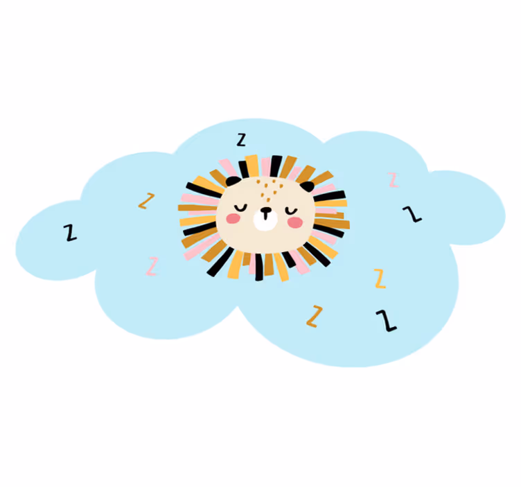 Slaperige leeuwenwolk vinyl tapijt kind - TenStickers